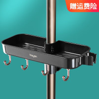 海迎花洒置物架免打孔托盘淋浴挂架浴室壁挂洗漱台毛巾架 鎏金黑2个（圆管带挂钩）