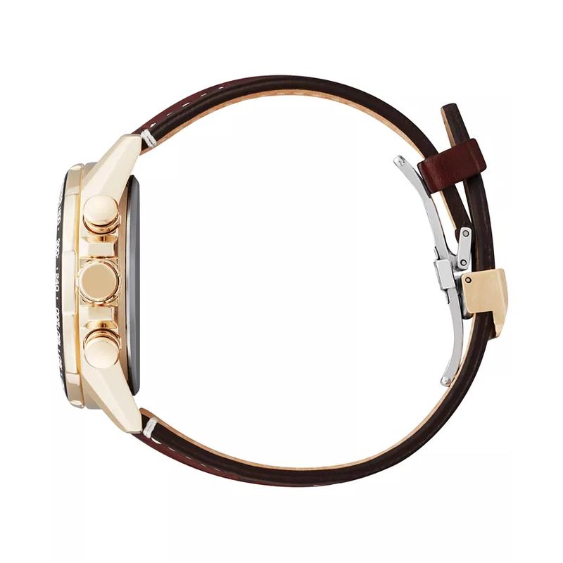 西铁城(CITIZEN)光动能电波男士石英表43mm玫瑰金皮带防水商务休闲手表高清大图