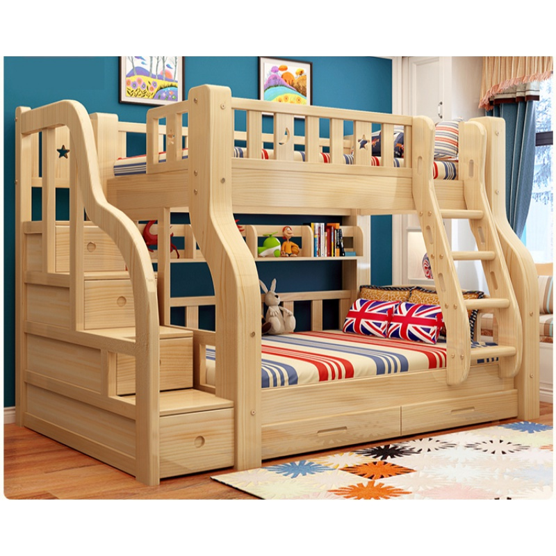 高低床子母床实木双层床闪电客松木上下床铺成人母子床二层儿童床视频