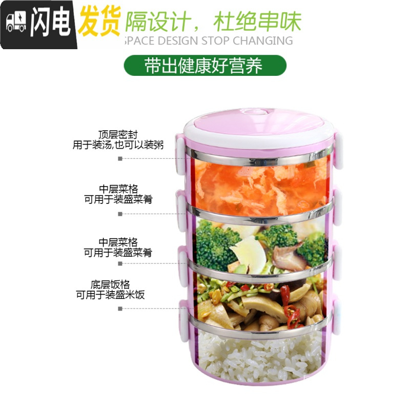三维工匠日式简约学生带盖不锈钢保温饭盒1人2人便携小型迷你可爱保温盒女 二层蓝色+保温袋+餐具