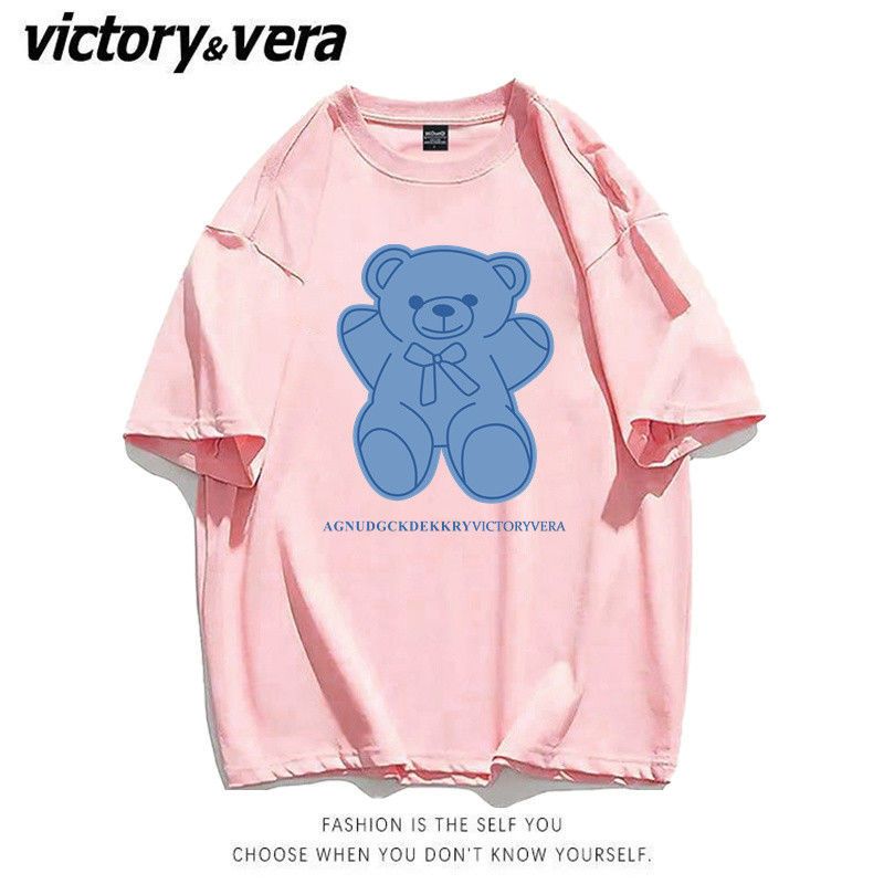 VICTORYVERA小熊短袖t恤女2022新款夏季学生ins原宿风宽松上衣服