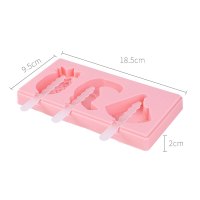 雪糕模具做冰淇淋冰棍冰棒家用硅胶DIY自制模具冻冰块创意卡通可爱 粉色(菠萝+小鸟+西瓜)雪糕模具