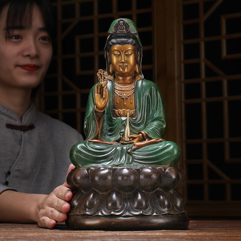 美帮汇铜观音菩萨佛像供奉家用摆件海观世音娘娘铜像高清大图