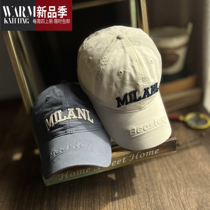 shanchao韩国潮牌软顶棒球帽休闲情侣个性鸭舌帽男女弯檐小众高级蓝灰