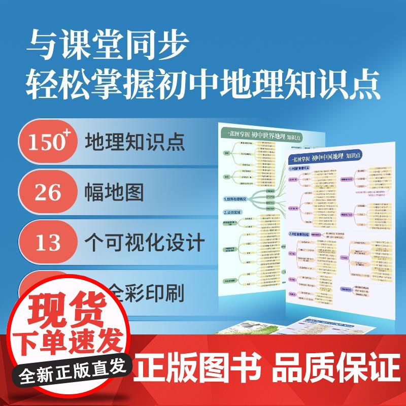 2025新版2张 **地理地图 +世界地理地图 学生版 小学初高中专用版 地理学习同步课堂初中地理知识点便携折叠地图高清大图