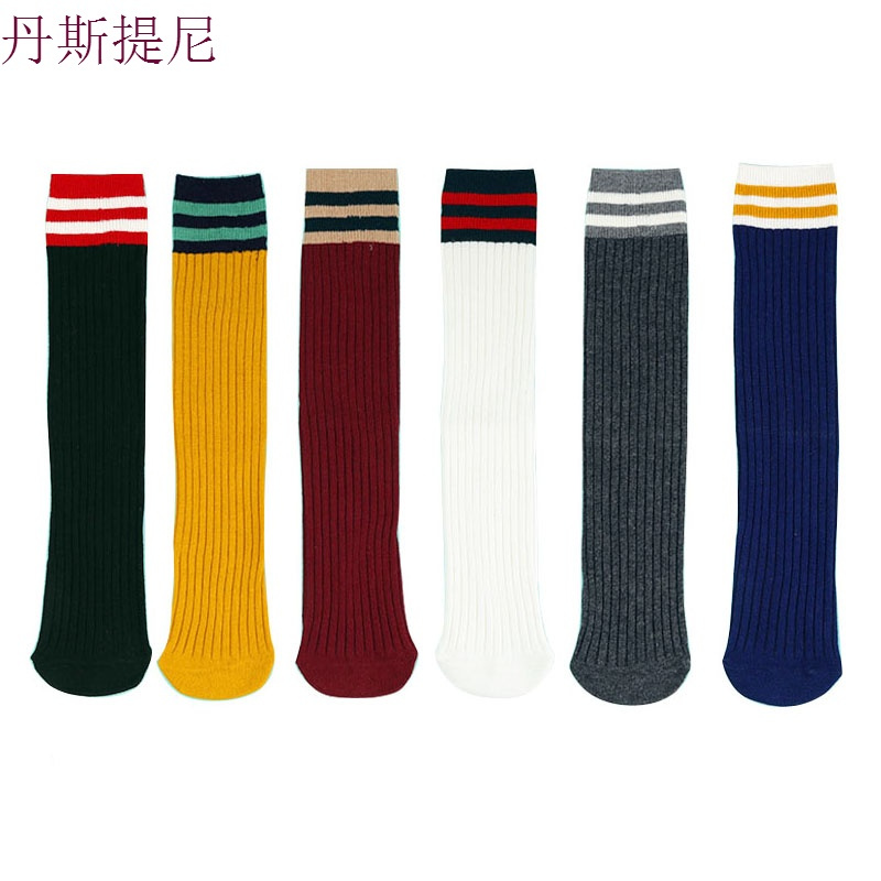 3双堆堆袜女春夏韩国日系中筒袜学院风二杠条纹长袜短靴袜纯棉