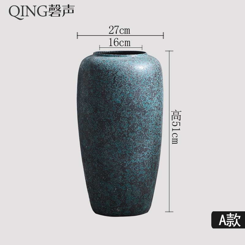 景德镇现代风格大号花瓶干花装饰品陶瓷摆件客厅落地插花花器摆设 三维工匠 碧曼瓶B白黄3头向日葵各2