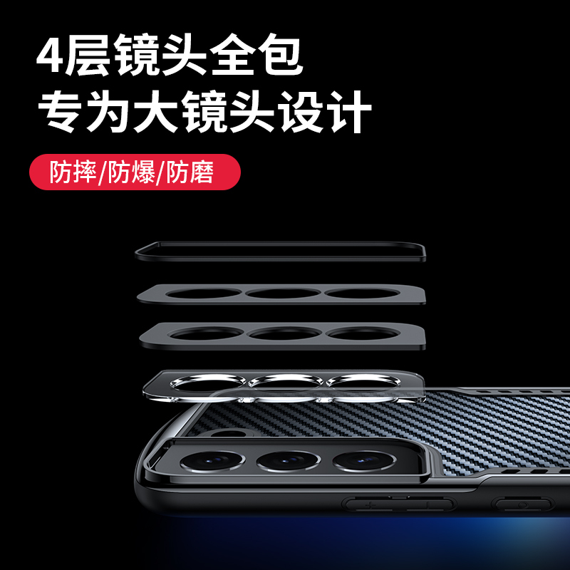 讯迪适用于三星s22手机壳s22 ultra新款气囊防摔s22+全包镜头保护套透明新品男士外壳十机壳