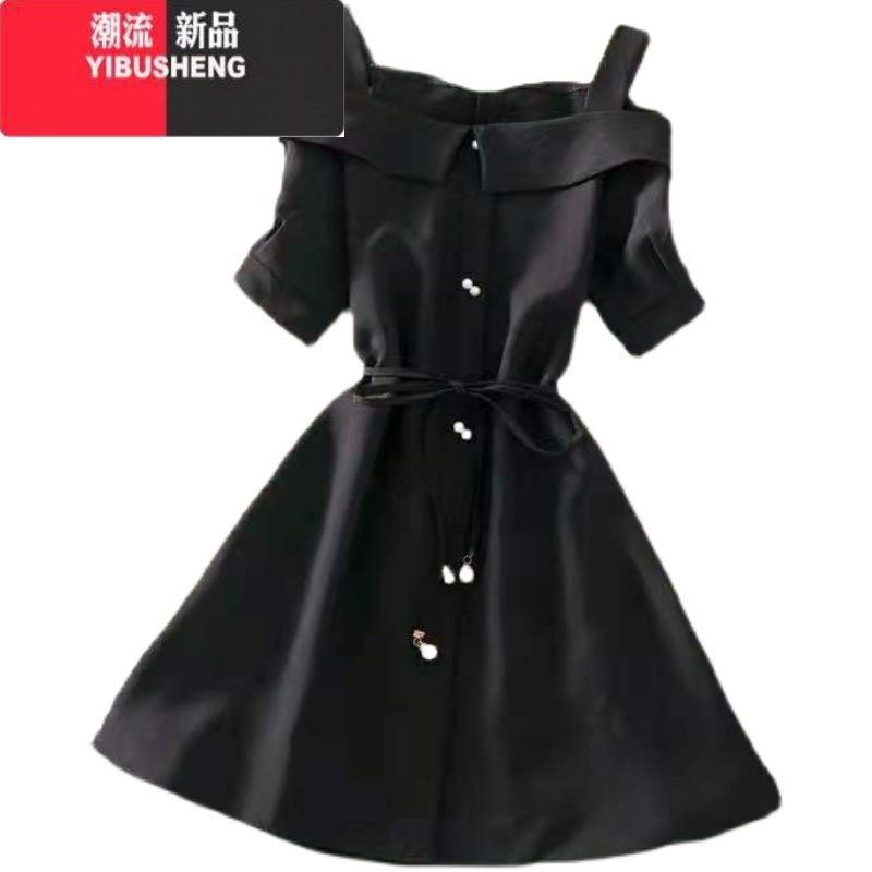 YIBUSHENG元气美女子纯欲裙子女2024季修身显瘦性感百搭小个子收腰连衣裙
