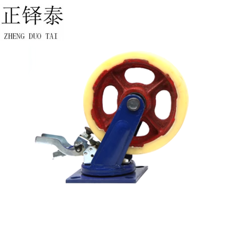 正铎泰 尼龙铁芯重型刹车万向轮10寸250mm/个高清大图