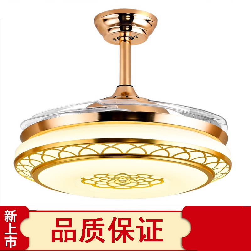 闪电客吊扇灯水晶风扇灯具家用客厅餐厅风扇吊灯欧式现代带灯电风扇