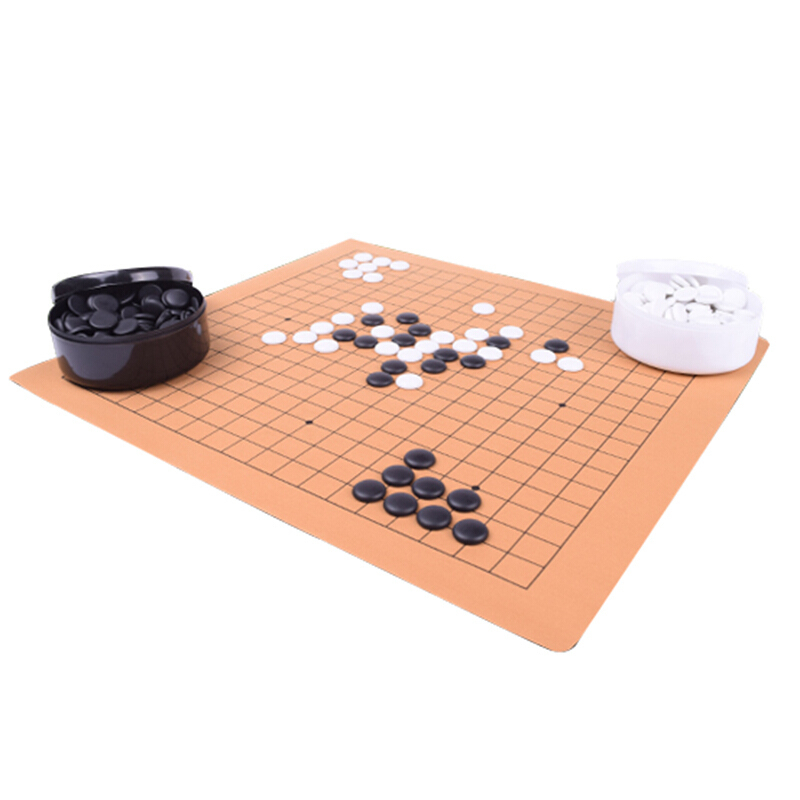 围棋套装 密胺儿童五子棋加厚棋盘带教材入便携套装 361粒加厚棋子黑白棋罐+塑料纸棋盘+皮绒棋盘