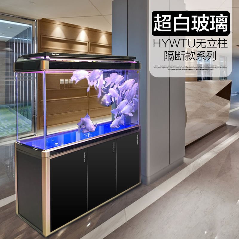 大型龙鱼缸水族箱超白玻璃客厅免换水生态底过滤热带鱼缸高清大图
