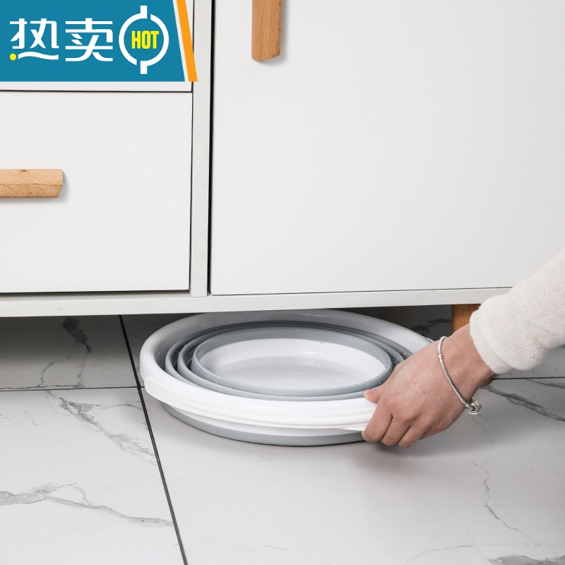 敬平30L可折叠水桶车用车载洗车美术便携户外钓鱼家用大容量储水带盖 10L黄蓝色折叠水桶 带提手高清大图