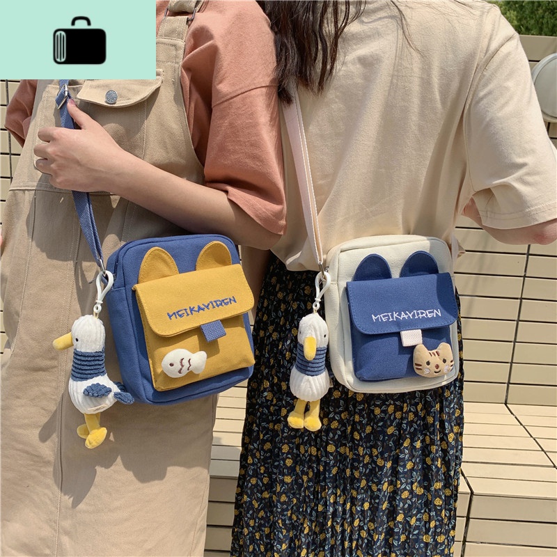 帆布小包包女2020新款ins日系斜挎包可爱百搭学生文艺单肩手机包NEWLAKE高清大图