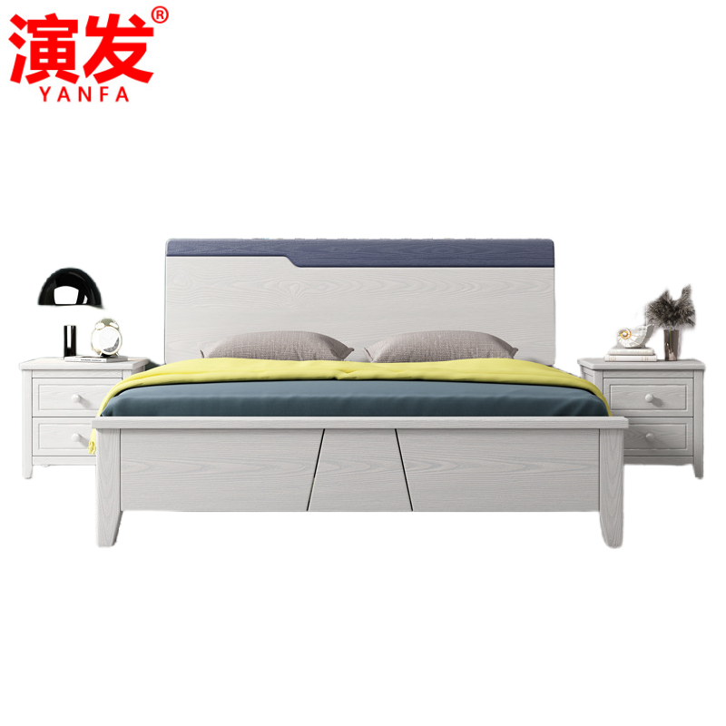 演发 木床+2床头柜 1.8米 套高清大图