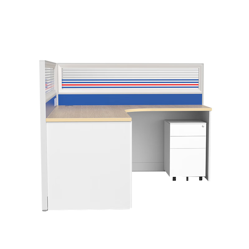 双朗 屏风工位含柜和床 SF52336BL 1800*1800*1200mm 白+蓝 套高清大图