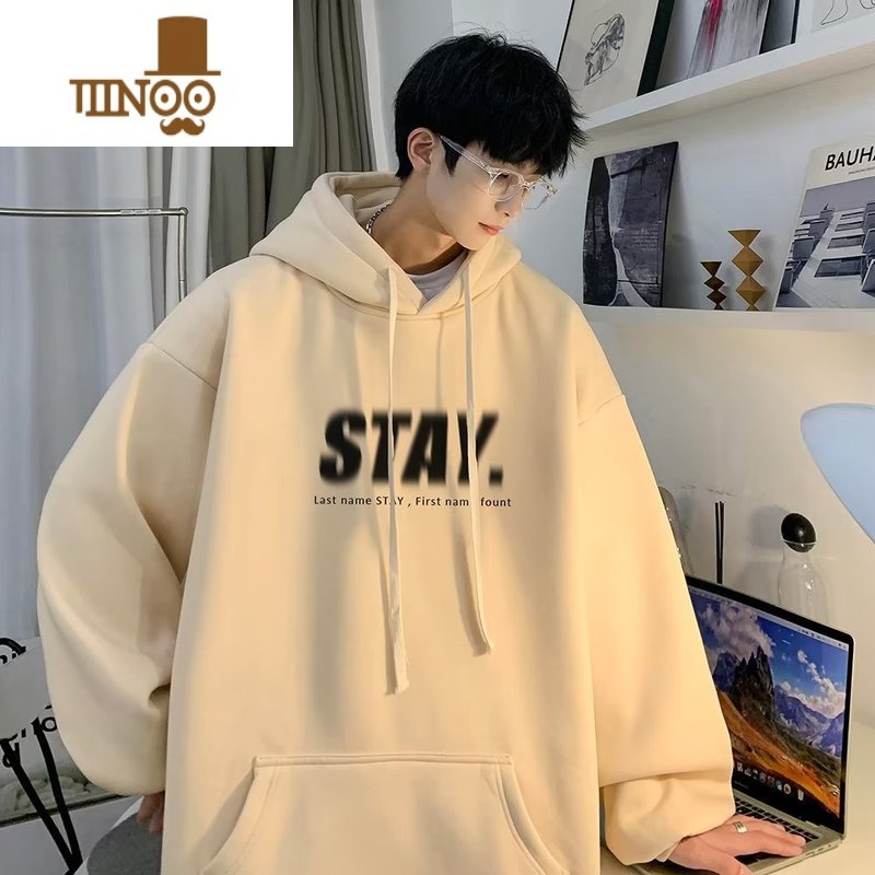 YANXU港风连帽卫衣男2023新款宽松套头帽衫宽松百搭青少年上衣服高清大图