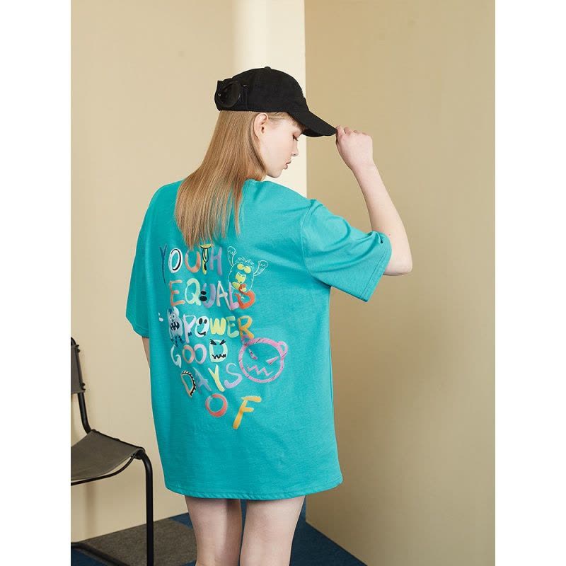 唐狮春夏新款黑色短袖T恤女宽松潮酷内搭yep联名白色全棉上衣图片