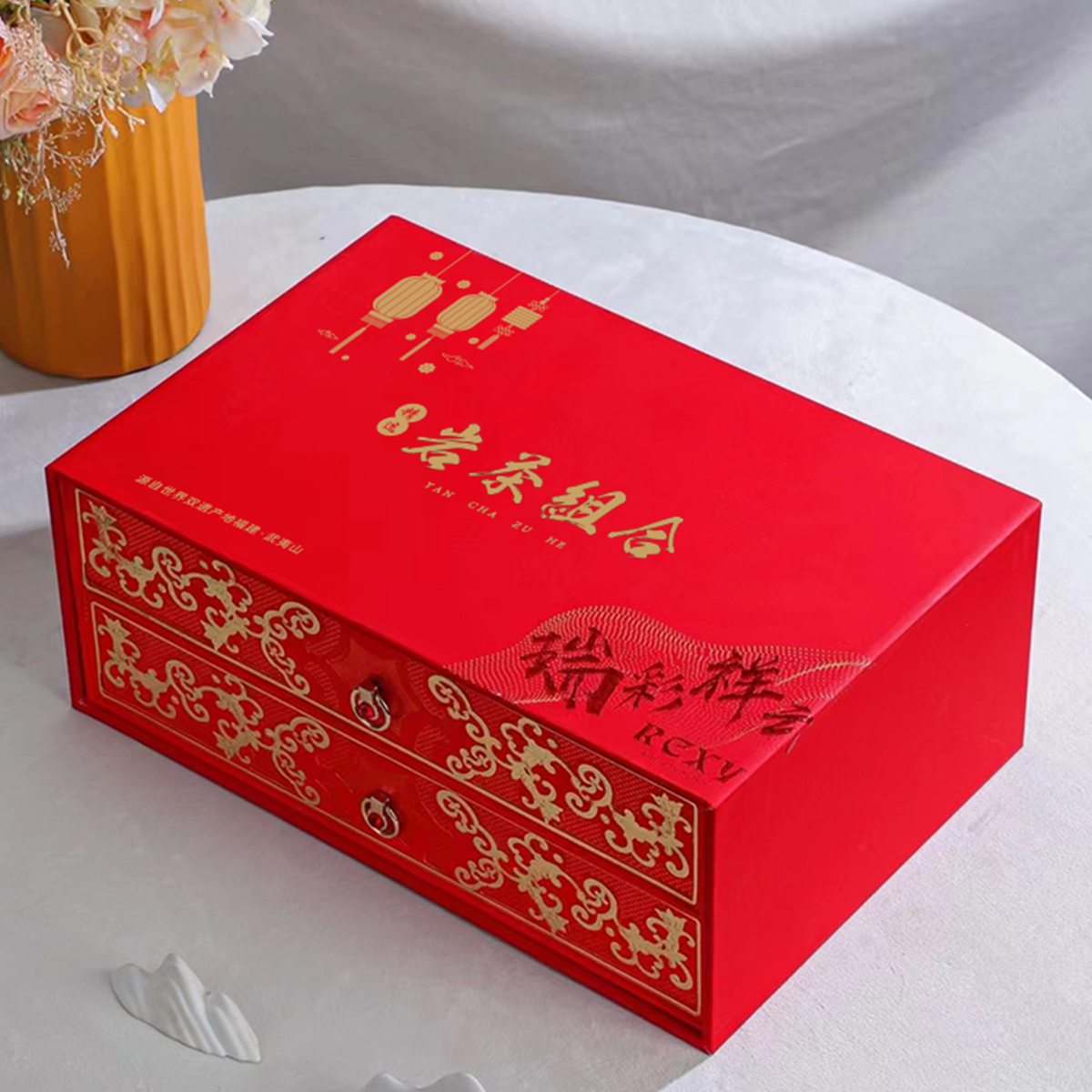 武夷岩茶组合装乌龙茶浓香大红袍肉桂水仙奇兰源御露茶叶礼盒装500g高清大图