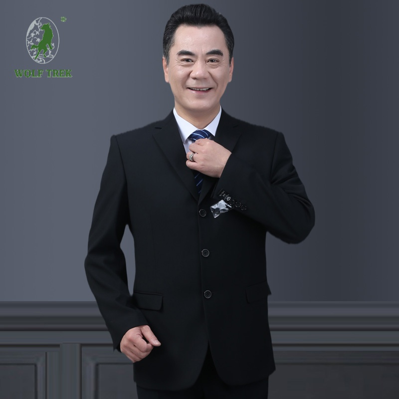 [七匹狼国际公司授权wolf trek ]中老年西装男套装父亲婚礼正装休闲