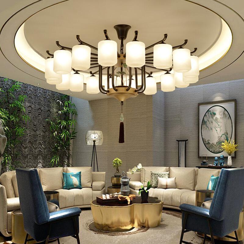 别墅新中式酒店包厢吊灯大堂复式客厅中空三层大吊灯饭店15米18