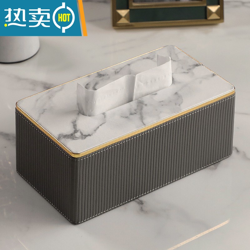 敬平纸巾盒客厅轻奢简约现代创意家用桌面ins网红餐厅餐巾抽纸盒 月岩灰罗马柱纸巾盒 大号高清大图