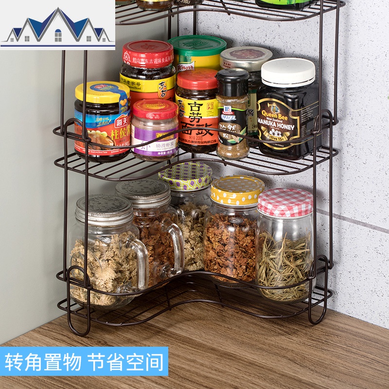 厨房置物架三角收纳架落地多层省空间调味料储物架家用浴室多功能 三维工匠高清大图