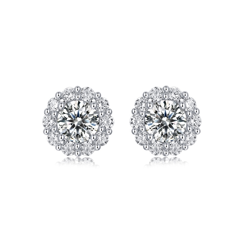 玖钻珠宝 925 银莫桑石简约恒星耳饰E13031-5.0高清大图