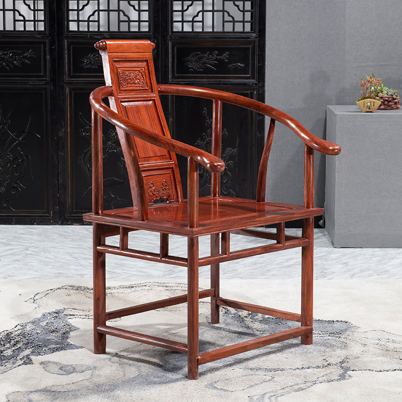 圈椅实木红木太师椅家具花梨木官帽椅刺猬紫檀茶椅单人新中式椅子