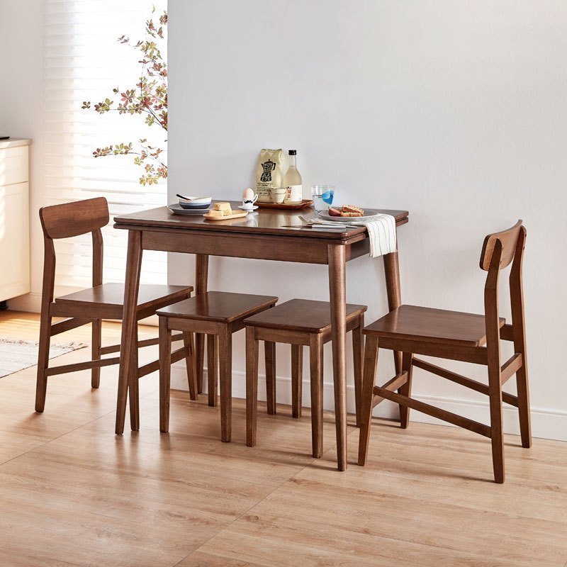 林氏家居全实木可折叠餐桌家用小户型饭桌子现代简约长方形ls003r7