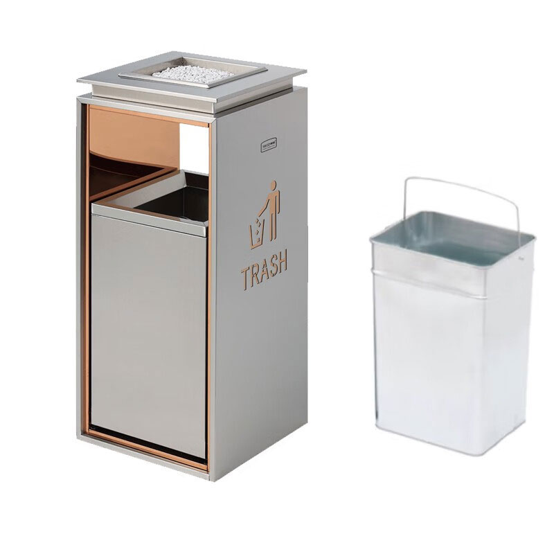 立式不锈钢垃圾桶 33*33*77cm高清大图