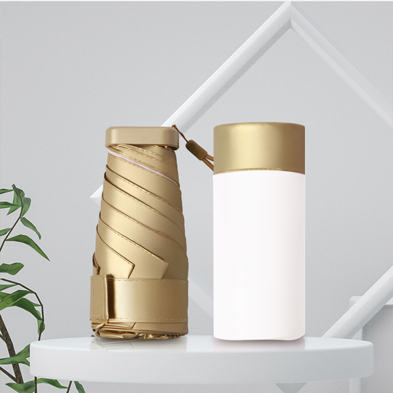 艾逸瑶选 荼锦系列铝合金骨金胶布扁六折晴雨伞-A款 YS-1843 便携折叠晴雨伞两用男女通用学生折叠伞!高清大图