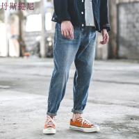东京衣柜男装新款日系原创立体裁剪洗白小脚牛仔裤男青年休闲裤男蓝色