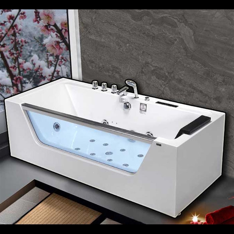 冲浪按摩浴缸法耐fanai亚克力恒温情侣双人浴缸透明大小户型家用成人
