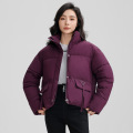 2024羽绒棉服加厚新款冬季短款立领百搭宽松面包服学生棉衣外套女 XL 深红色