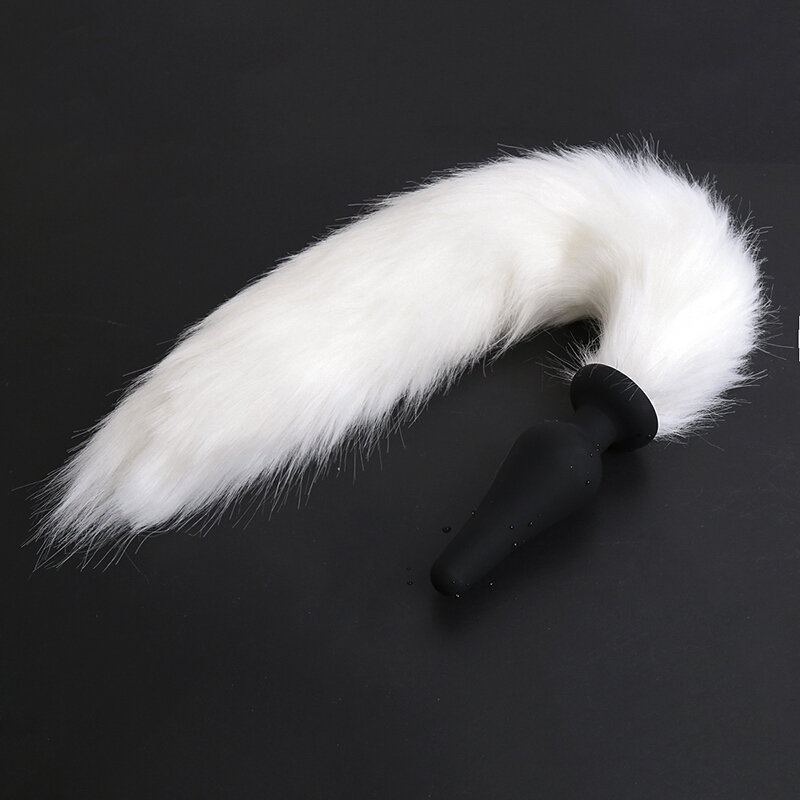 桃色缘涨爽仿真狐狸尾巴硅胶后庭肛塞 sm调教男女用器具SM情趣用品另类成人玩具 仿真白狐尾硅胶肛塞高清大图