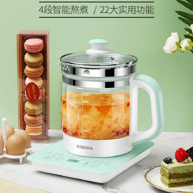 康佳(KONKA) KHK-1802(E) 养生壶1.8L玻璃烧水壶304不锈钢发热盘电水壶煮茶壶