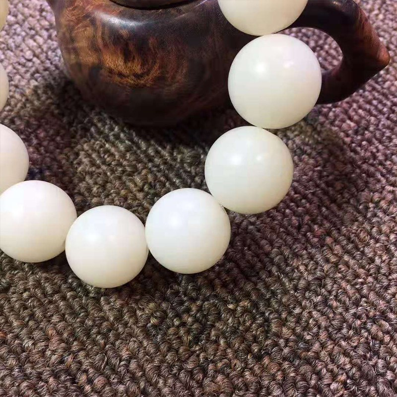 梵心阁 白玉菩提根菩提子原籽高密顺白散珠素珠佛珠配饰男女手链手串手把件 送礼手链 1.5