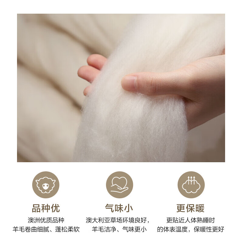 富安娜澳洲进口羊毛被子冬被保暖加厚被芯春秋被学生宿舍四季被子