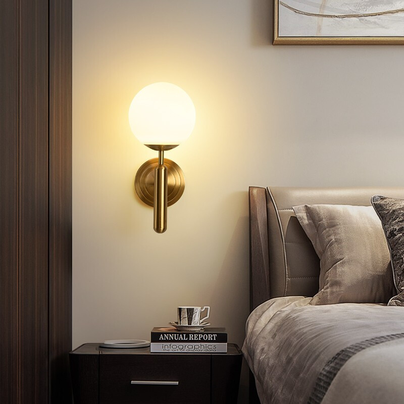 澳松新中式壁灯现代简约轻奢客厅背景墙走廊全铜灯设计师卧室床头灯饰