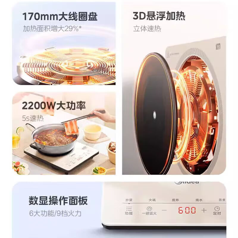美的 电磁炉家用大火力多功能MC-22TA01高清大图