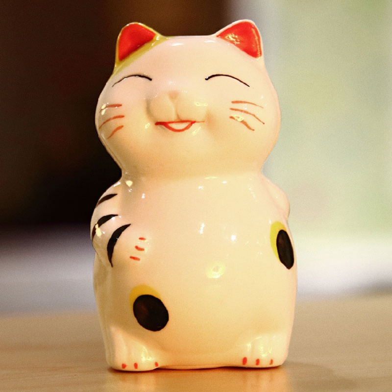 猫小摆件 陶瓷手绘迷你小猫生日创意家居摆件开业送礼 三维工匠 胖阿福