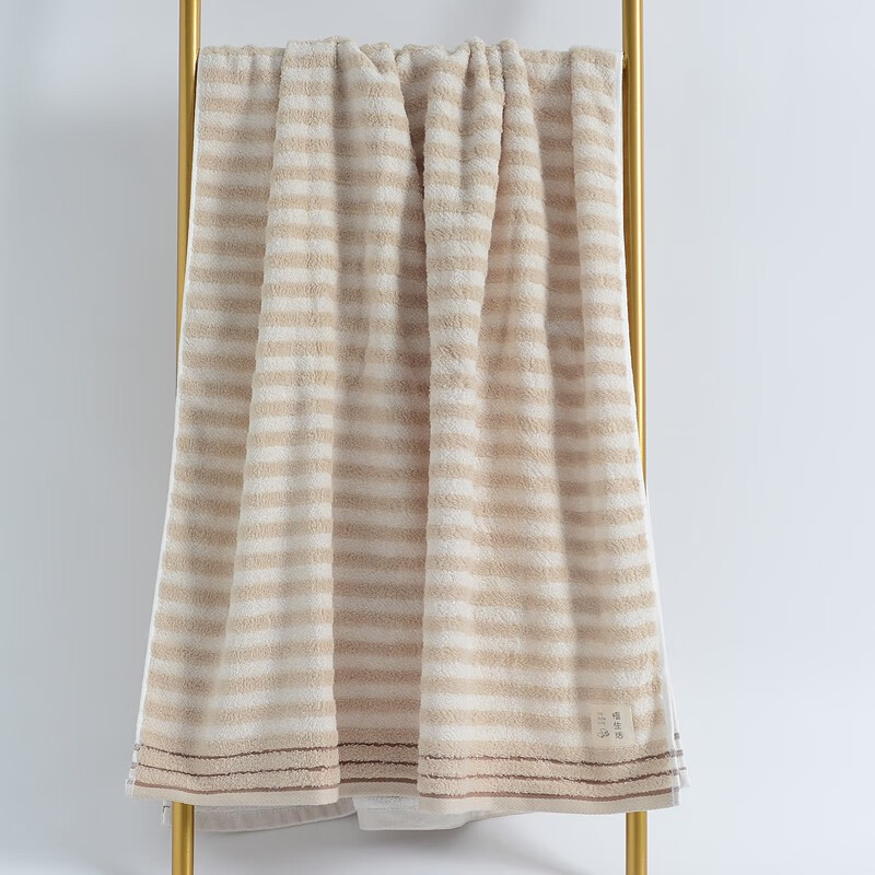 洁丽雅新疆棉抗菌浴巾套装礼盒纯棉柔软吸水大号毛浴巾 毛巾*2+浴巾*1 深棕 #W0846+W0640高清大图