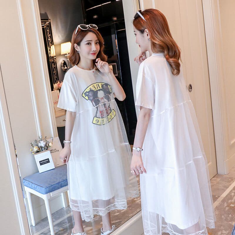 迪鲁奥(DILUAO)2021产后辣妈款喂奶衣初早期怀孕2345-678-9个月的衣服孕妇妈妈装夏季网纱 白色图片