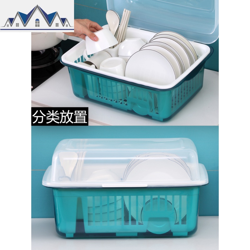 厨房沥水架淋水塑料碗碟放洗碗溧水碗架家用置物漏水篮碗筷收纳盒 三维工匠收纳层架高清大图