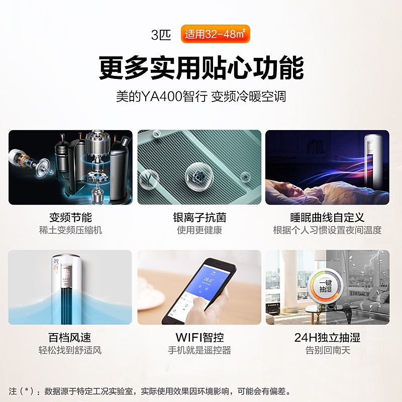 美的(Midea)大3匹变频新品客厅空调圆柱式立柜家用 KFR- 72LW/BP2DN8Y-YA400(B3)A