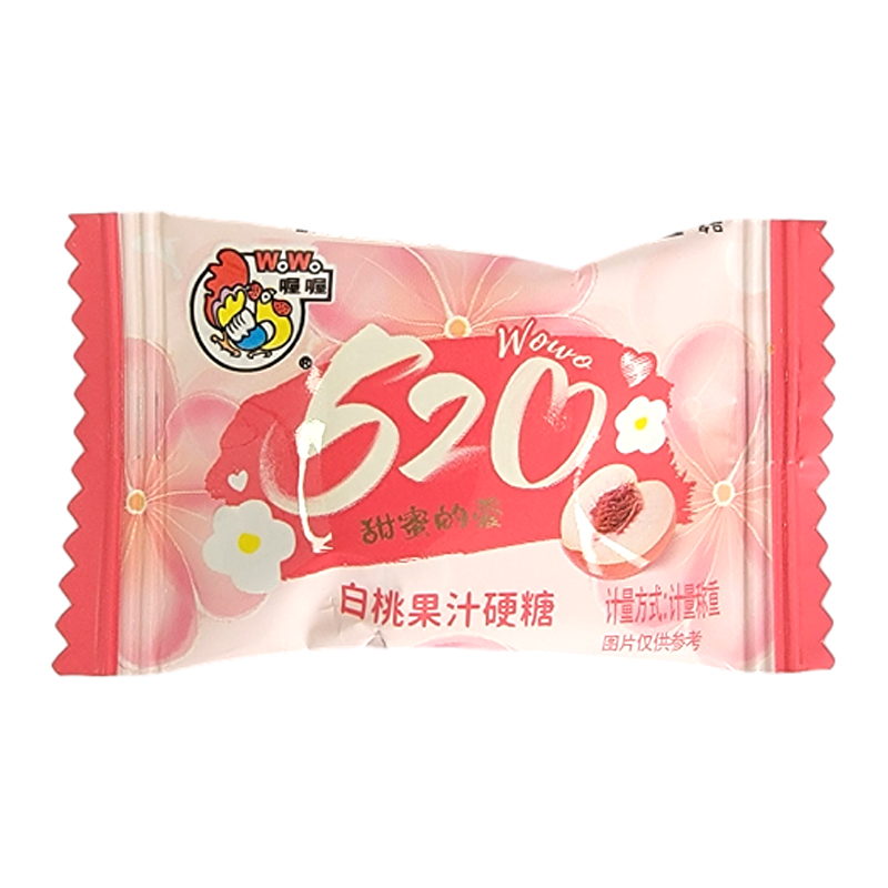 喔喔白桃草莓果汁硬糖散装250g婚庆结婚喜糖年货休闲零食品高清大图