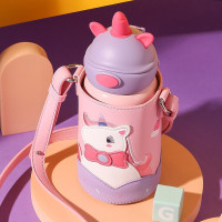 (免费刻字)耳朵独角兽韩国杯具熊BEDDYBEAR正品儿童保温杯316不锈钢带吸管两用水壶学生水杯子630ml保温用品