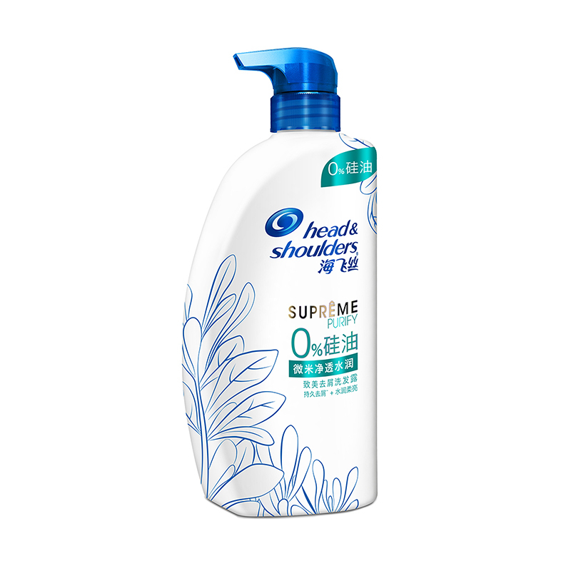 海飞丝微米净透水润致美去屑洗发露洗发水750ml 无硅油去屑止痒
